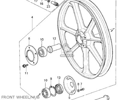 FRONT WHEEL/HUB - KZ400H1 1979 USA CANADA / MPH KPH