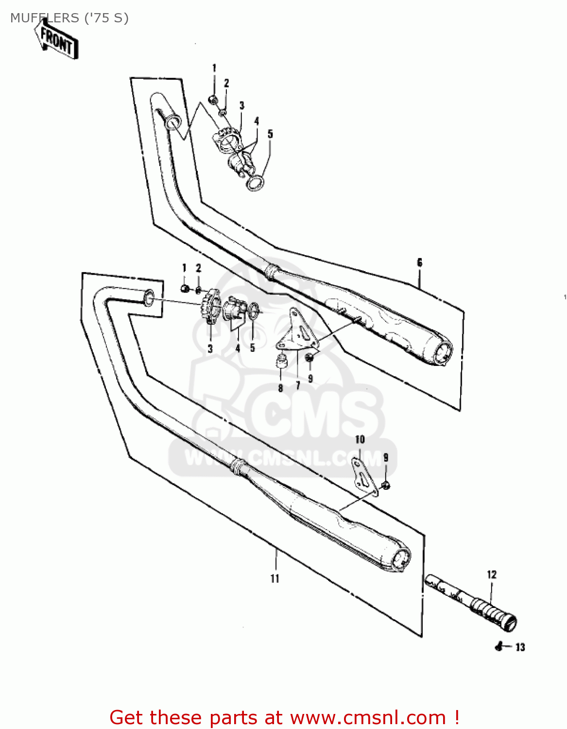MUFFLERS ('75 S) KZ400S SPECIAL 1975 USA CANADA