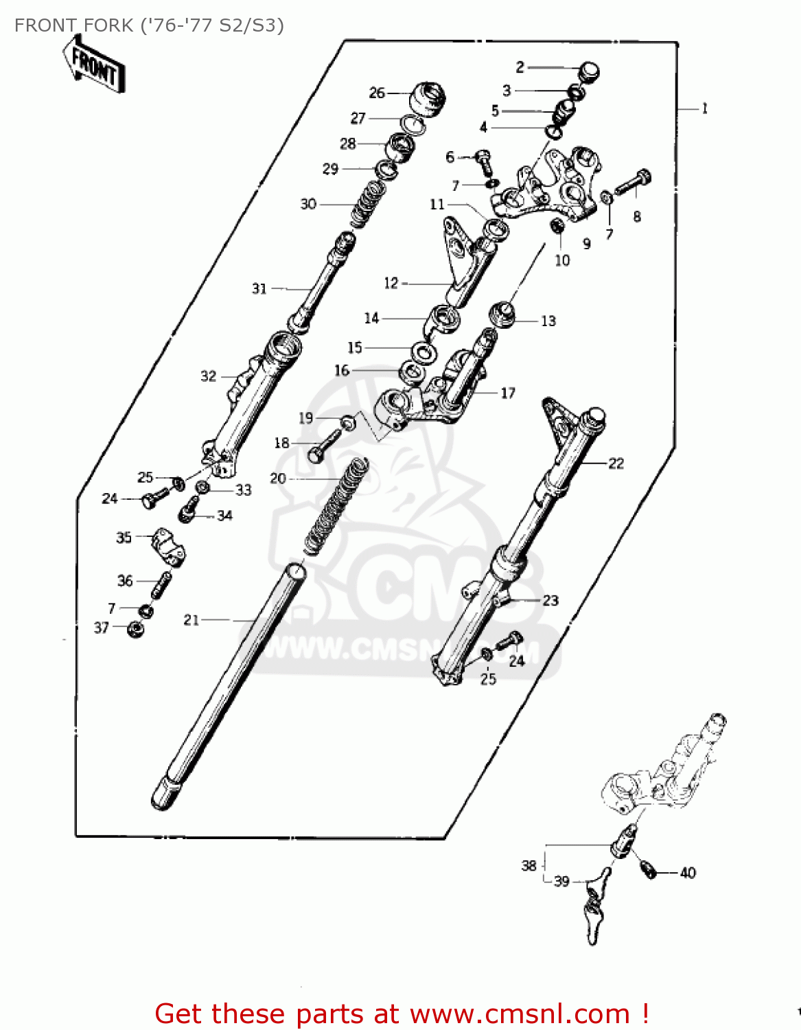 FRONT FORK ('76-'77 S2/S3) KZ400S SPECIAL 1975 USA CANADA