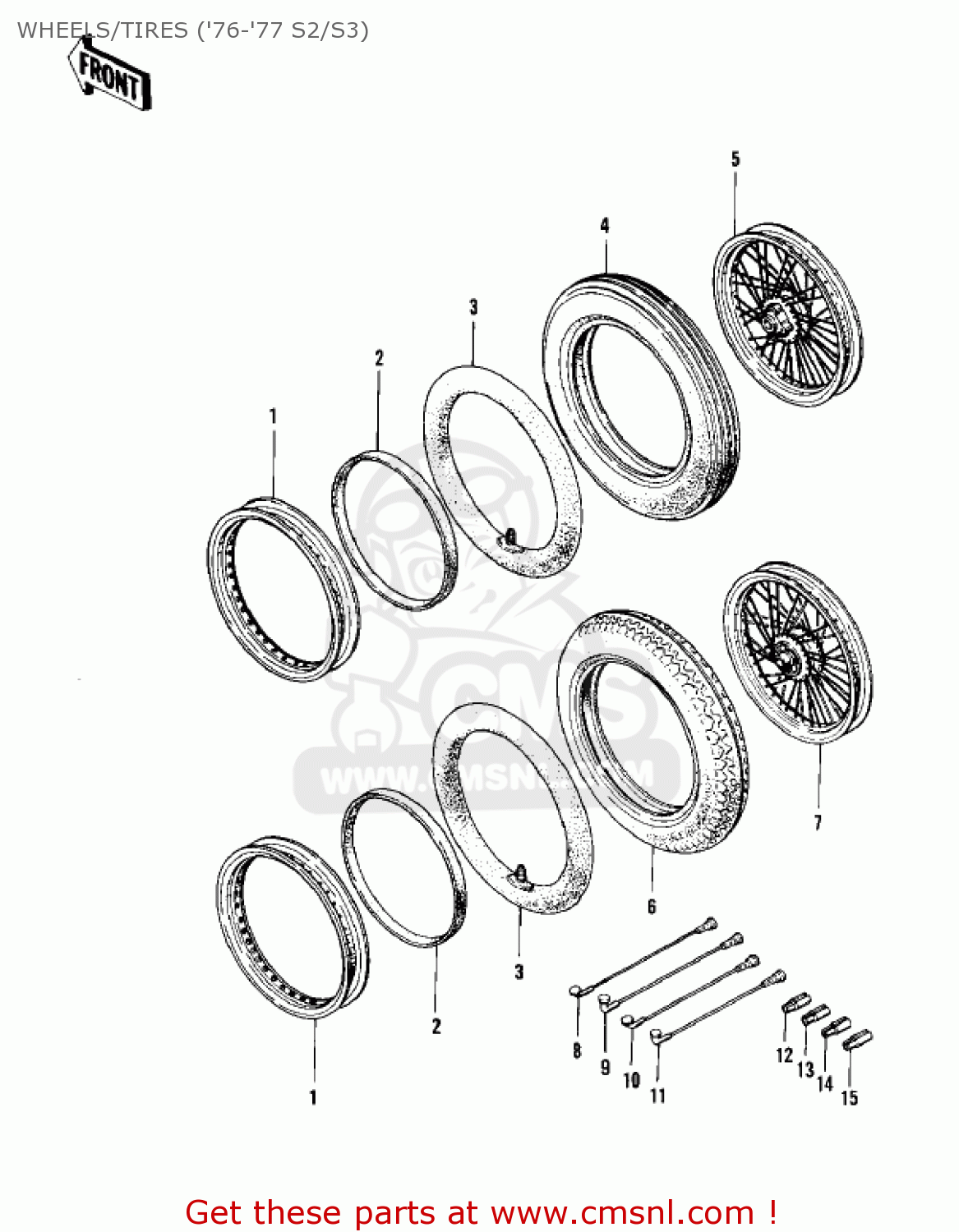WHEELS/TIRES ('76-'77 S2/S3) KZ400S SPECIAL 1975 USA CANADA