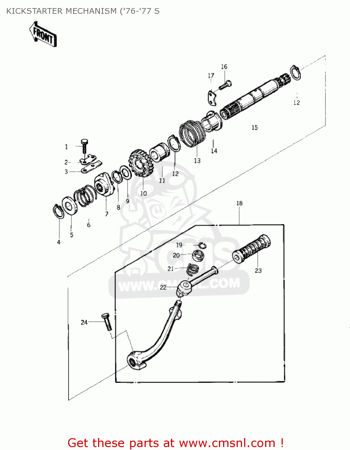 KICKSTARTER MECHANISM ('76-'77 S KZ400S SPECIAL 1975 USA CANADA