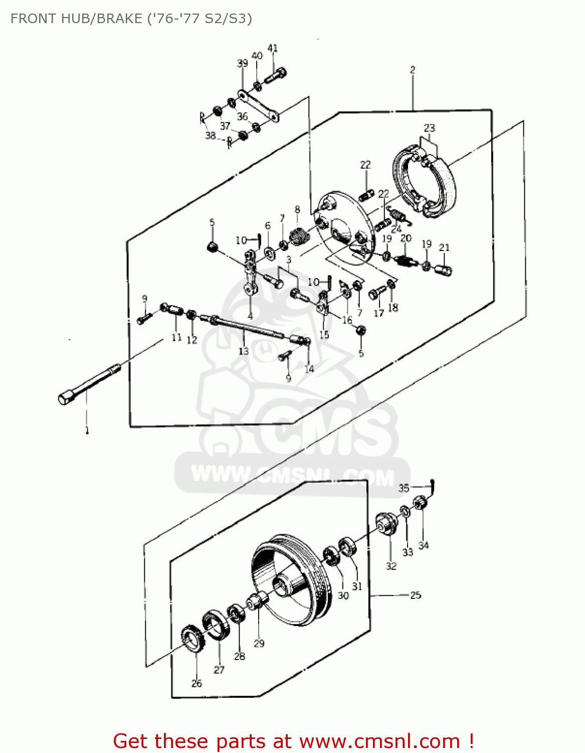 FRONT HUB/BRAKE ('76-'77 S2/S3) KZ400S SPECIAL 1975 USA CANADA