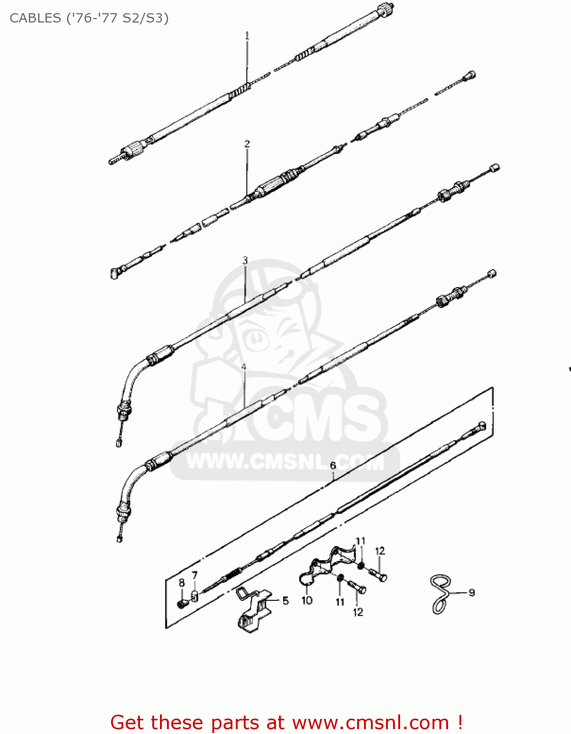 CABLES ('76-'77 S2/S3) KZ400S SPECIAL 1975 USA CANADA