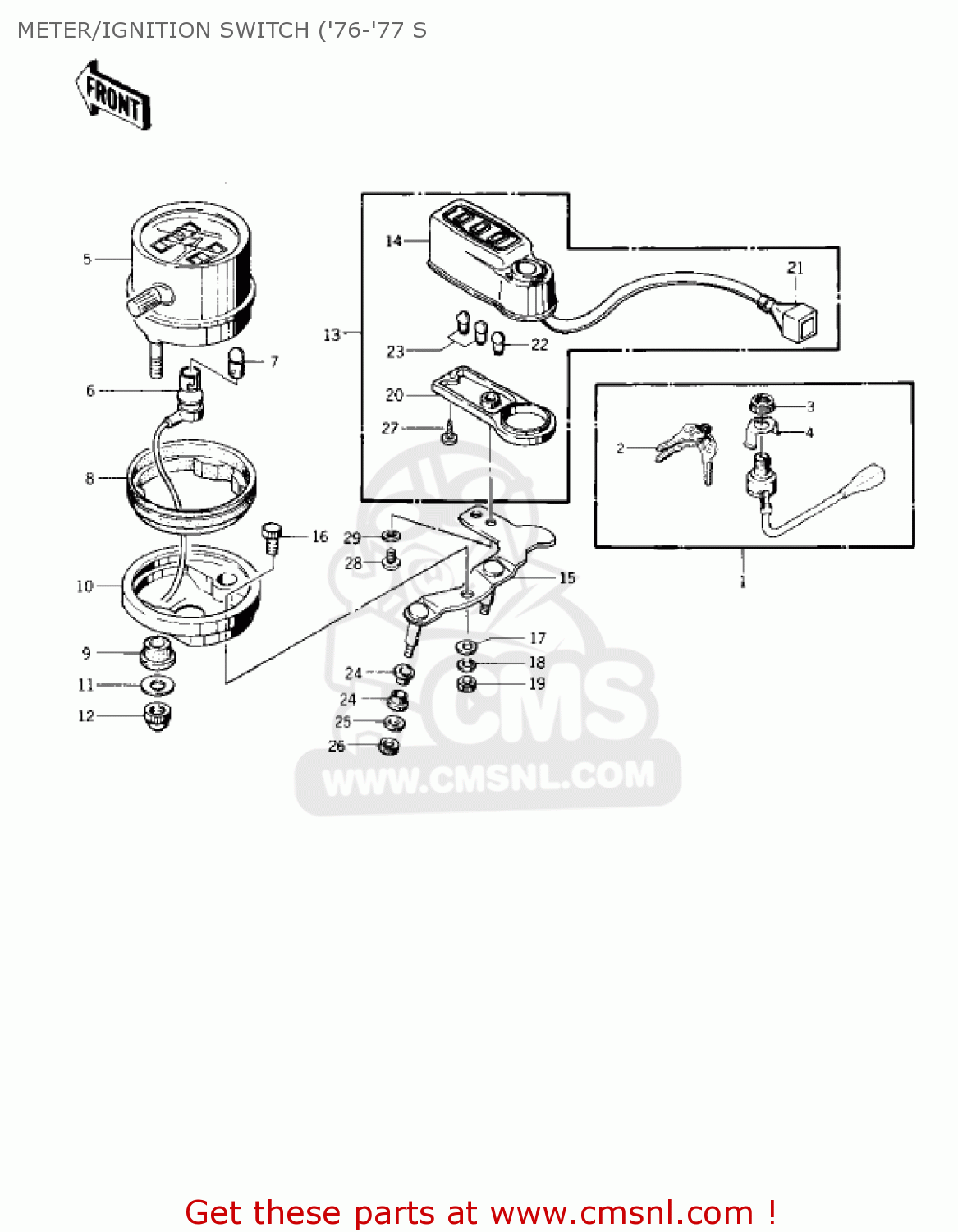 METER/IGNITION SWITCH ('76-'77 S KZ400S SPECIAL 1975 USA CANADA