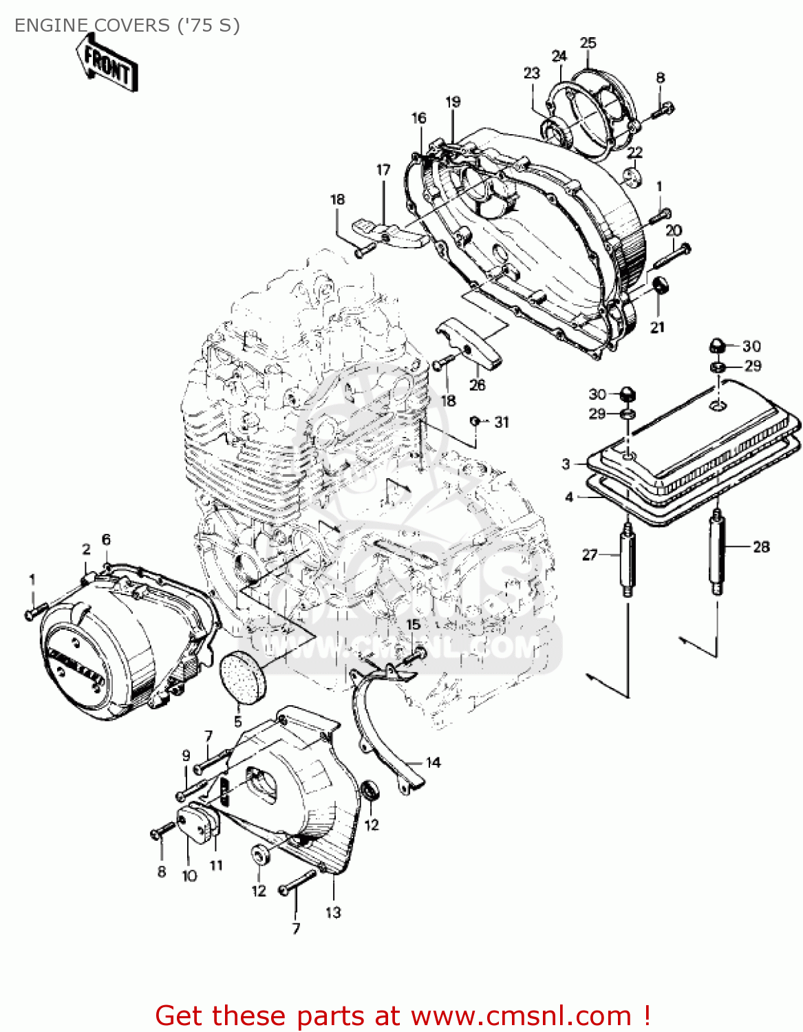 ENGINE COVERS ('75 S) KZ400S SPECIAL 1975 USA CANADA