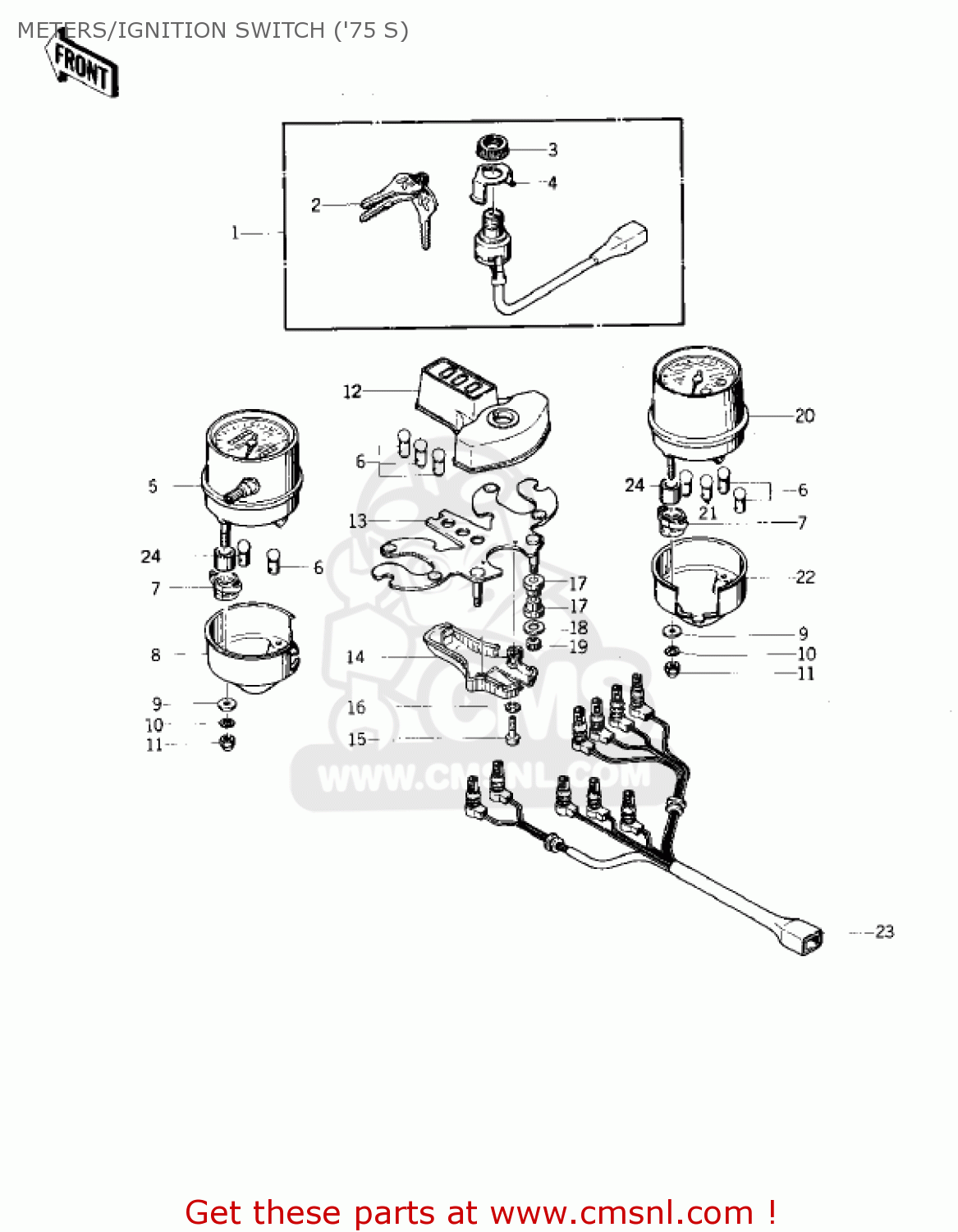 METERS/IGNITION SWITCH ('75 S) KZ400S SPECIAL 1975 USA CANADA