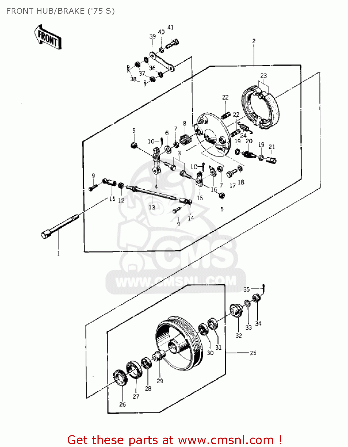 FRONT HUB/BRAKE ('75 S) KZ400S SPECIAL 1975 USA CANADA