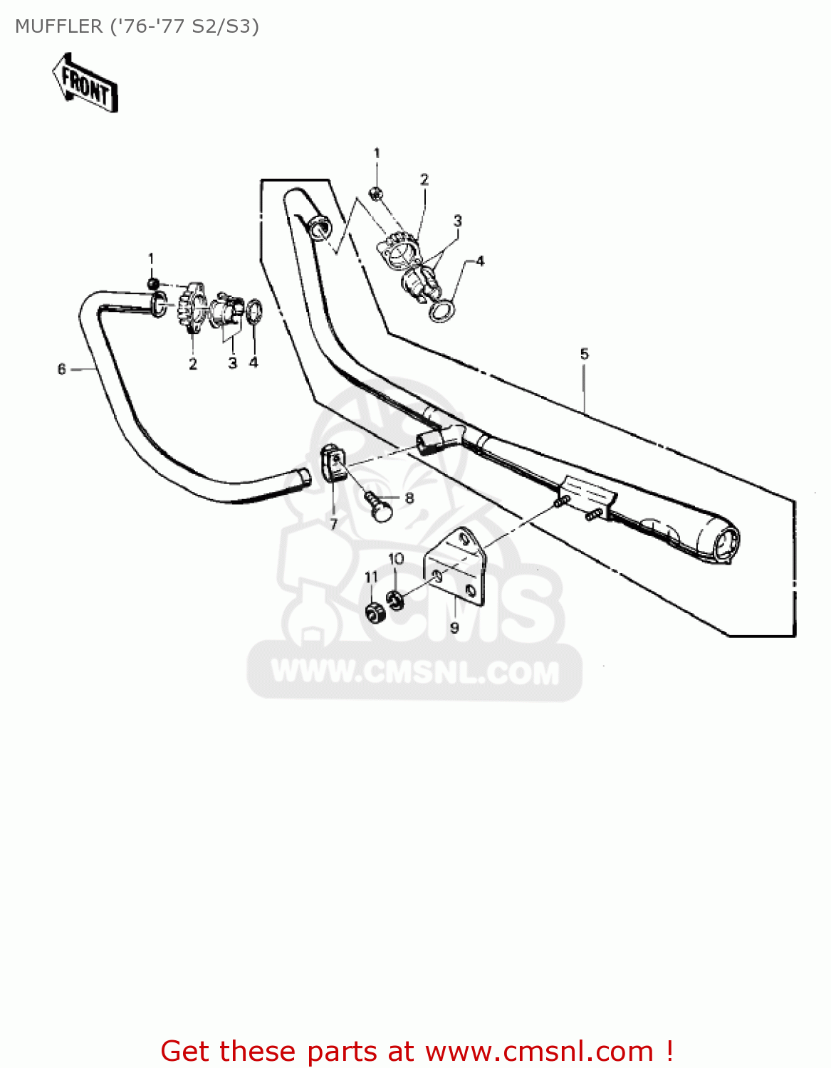 MUFFLER ('76-'77 S2/S3) KZ400S SPECIAL 1975 USA CANADA