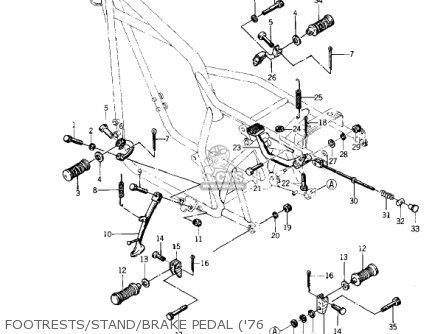 FOOTRESTS/STAND/BRAKE PEDAL ('76 - KZ400S SPECIAL 1975 USA CANADA