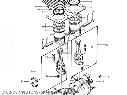 CYLINDER/PISTONS/CRANKSHAFT ('75 - KZ400S SPECIAL 1975 USA CANADA