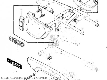 SIDE COVERS/CHAIN COVER ('76-'77 - KZ400S SPECIAL 1975 USA CANADA