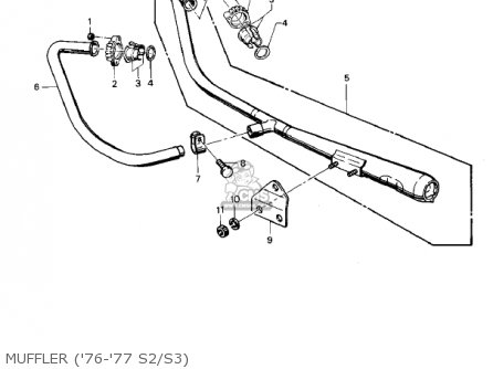 MUFFLER ('76-'77 S2/S3) - KZ400S SPECIAL 1975 USA CANADA