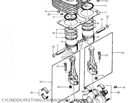 CYLINDER/PISTONS/CRANKSHAFT ('76 - KZ400S SPECIAL 1975 USA CANADA