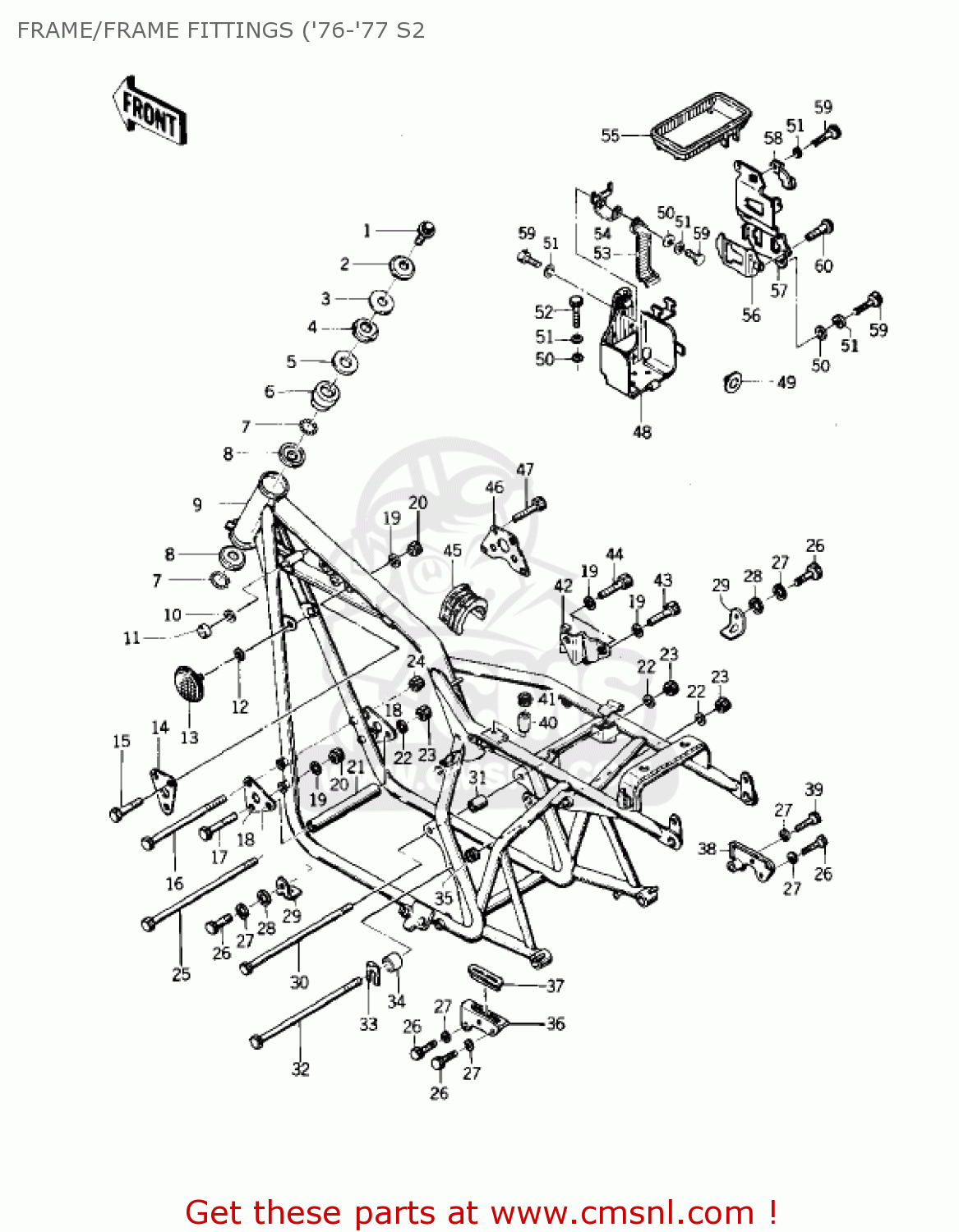 FRAME/FRAME FITTINGS ('76-'77 S2 KZ400S2 SPECIAL 1976 USA CANADA