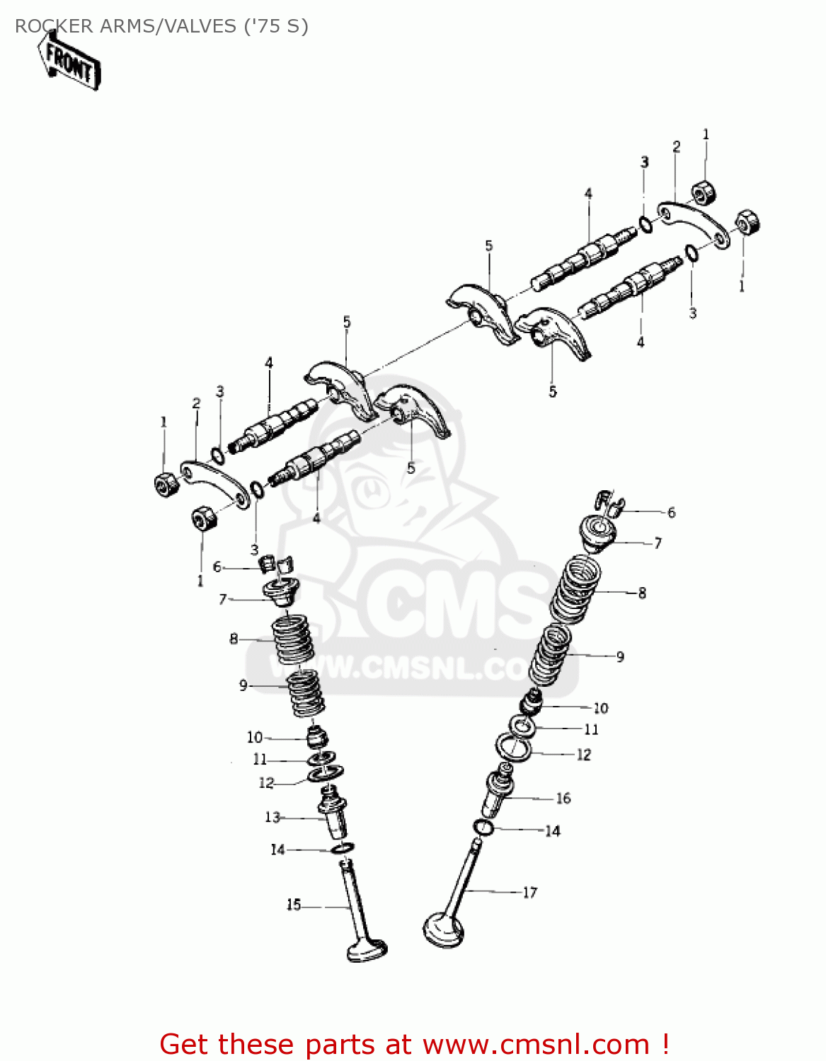 ROCKER ARMS/VALVES ('75 S) KZ400S2 SPECIAL 1976 USA CANADA