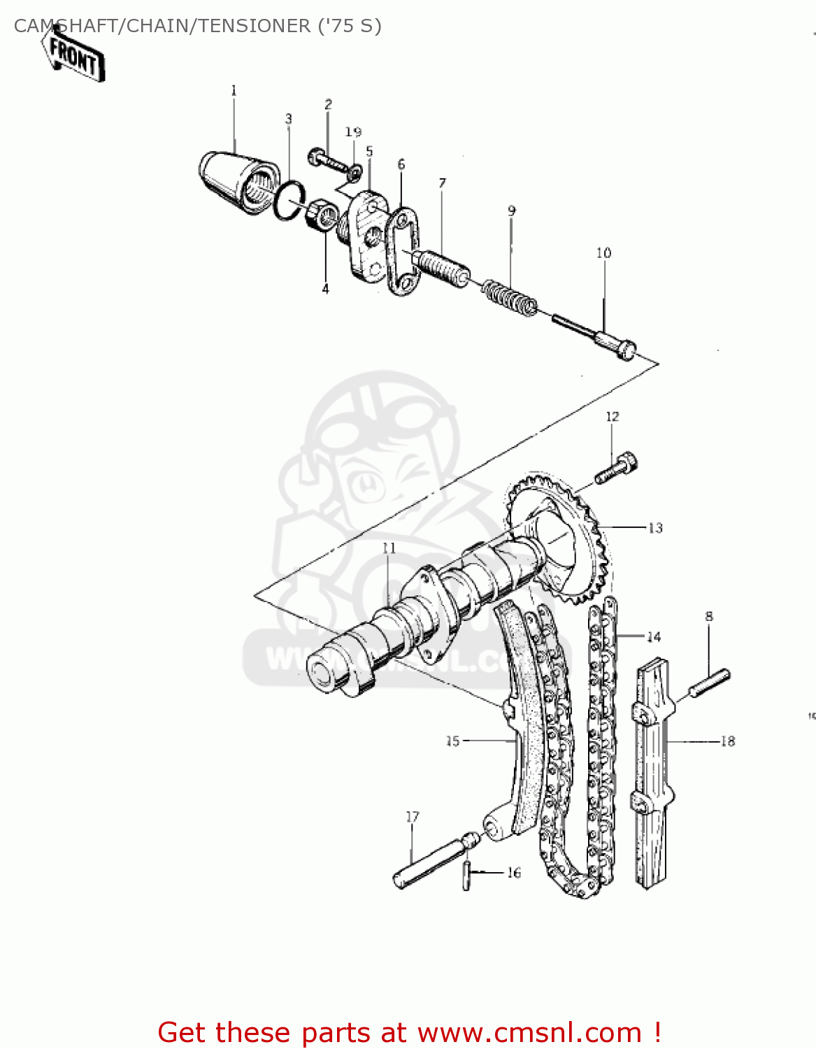CAMSHAFT/CHAIN/TENSIONER ('75 S) KZ400S2 SPECIAL 1976 USA CANADA