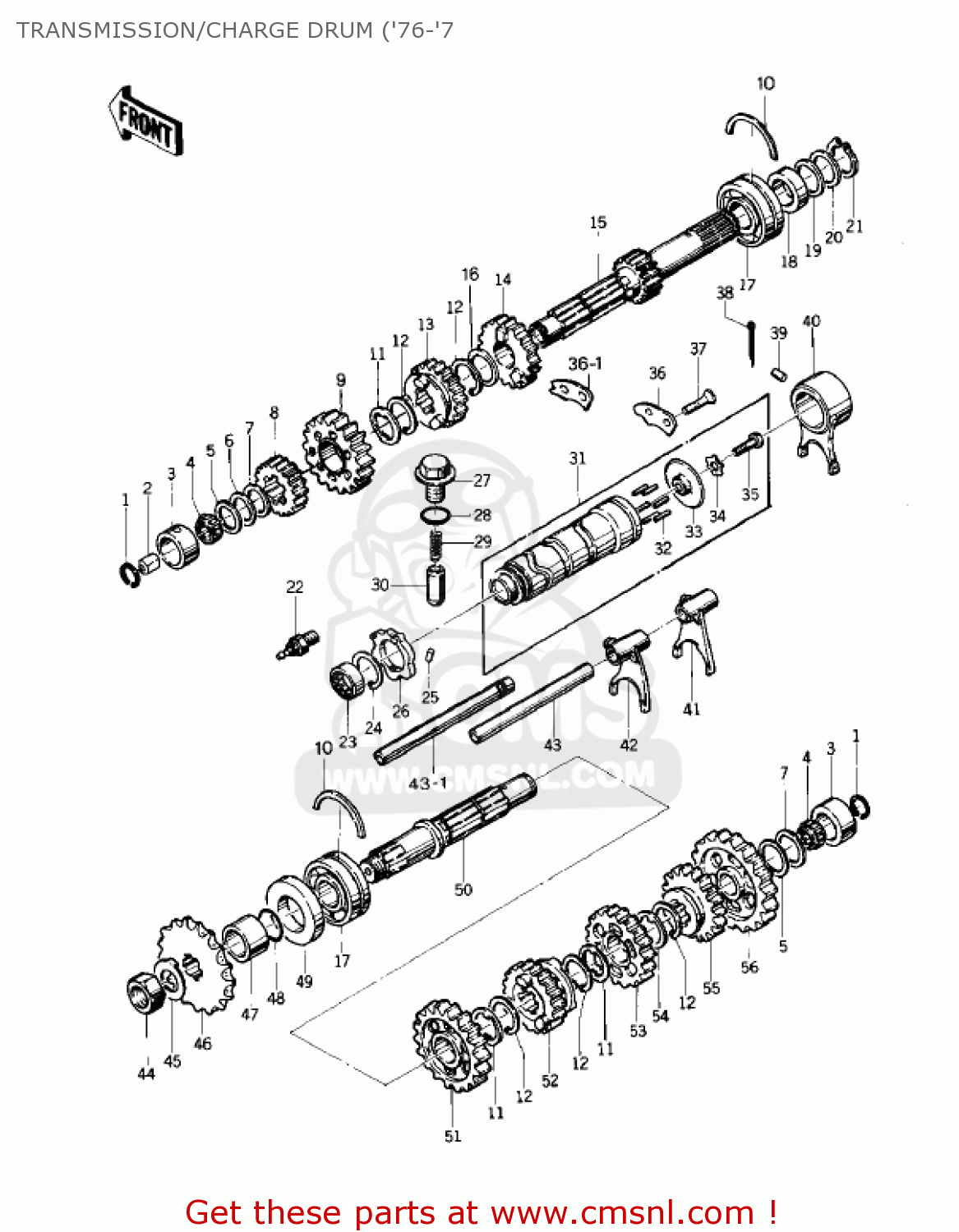 TRANSMISSION/CHARGE DRUM ('76-'7 KZ400S2 SPECIAL 1976 USA CANADA