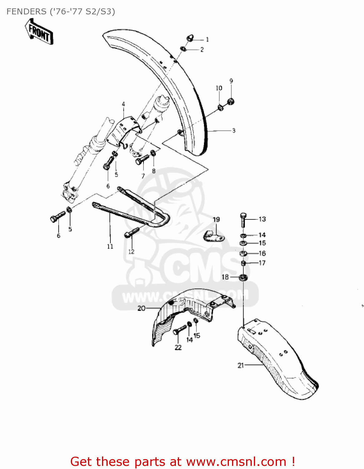 FENDERS ('76-'77 S2/S3) KZ400S2 SPECIAL 1976 USA CANADA