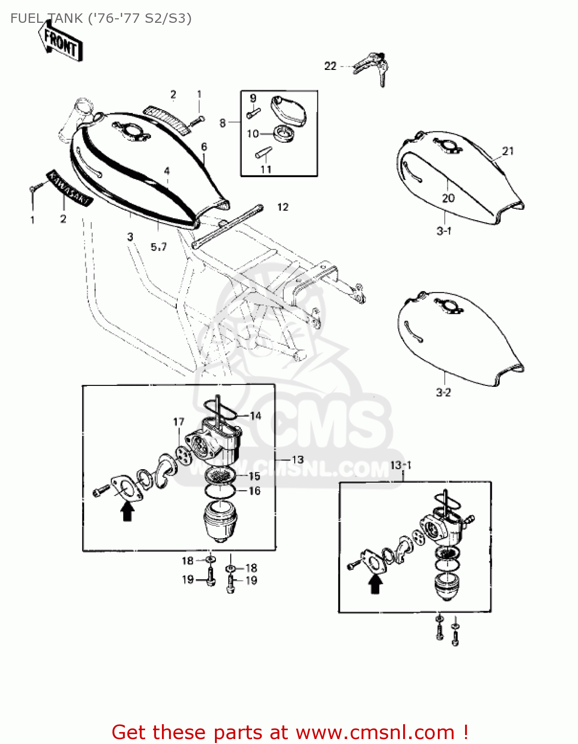 FUEL TANK ('76-'77 S2/S3) KZ400S2 SPECIAL 1976 USA CANADA