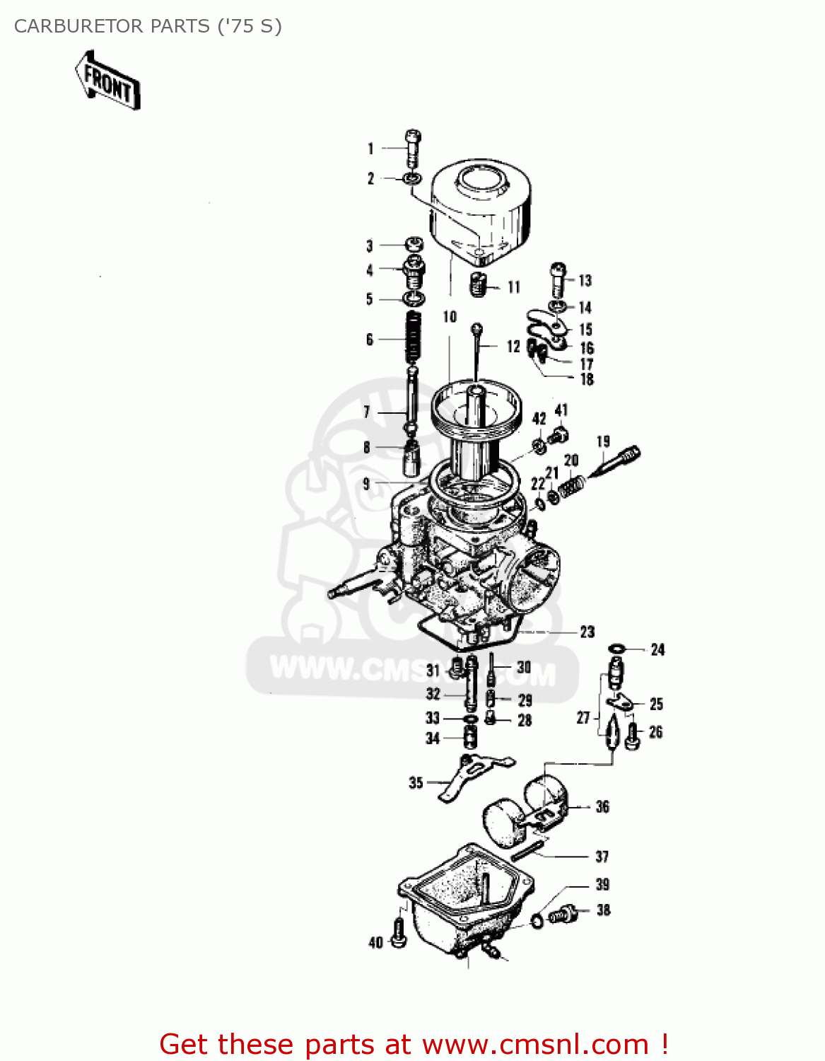 CARBURETOR PARTS ('75 S) KZ400S2 SPECIAL 1976 USA CANADA
