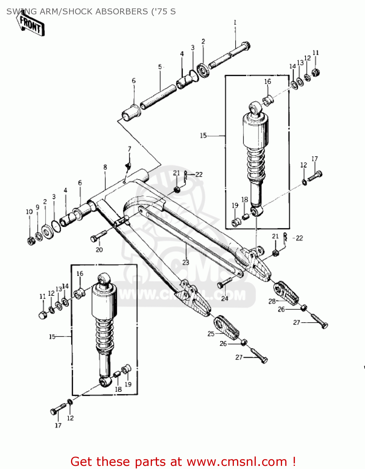 SWING ARM/SHOCK ABSORBERS ('75 S KZ400S2 SPECIAL 1976 USA CANADA