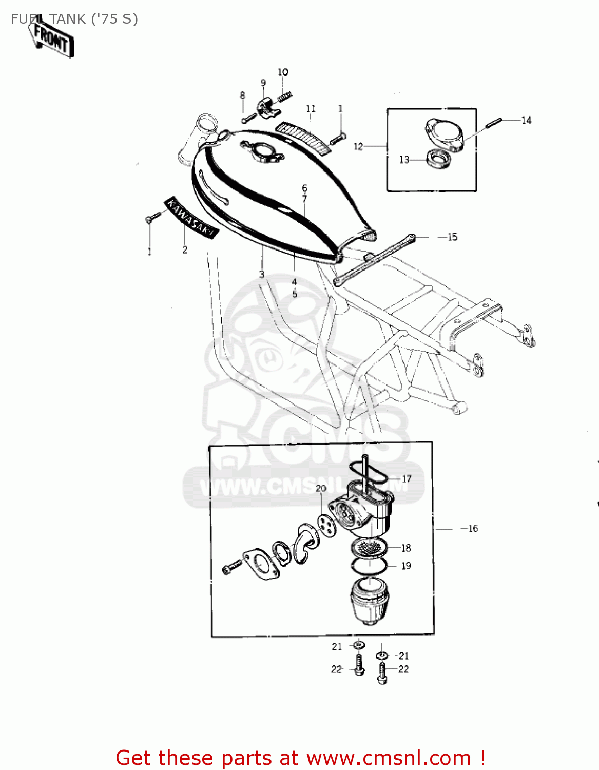 FUEL TANK ('75 S) KZ400S2 SPECIAL 1976 USA CANADA