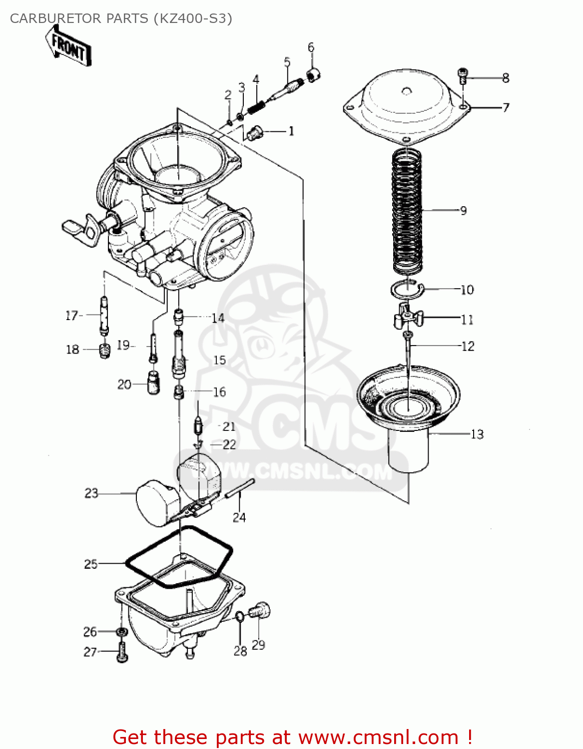 CARBURETOR PARTS (KZ400-S3) KZ400S2 SPECIAL 1976 USA CANADA