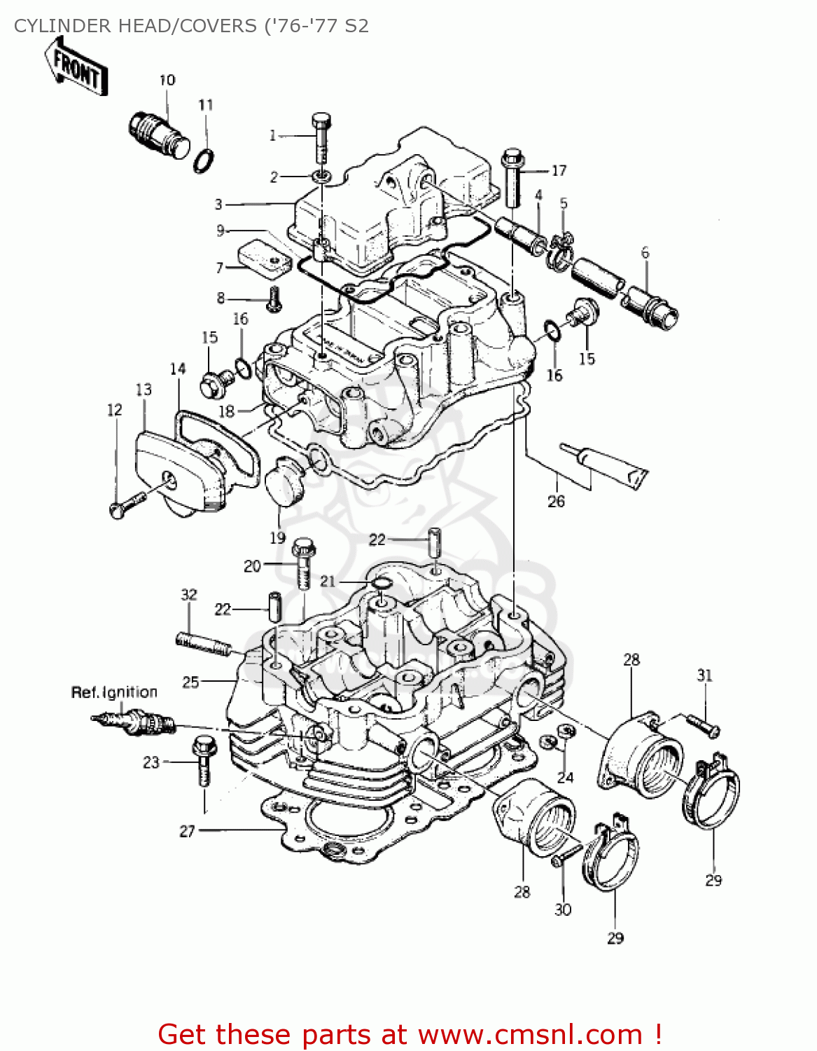 CYLINDER HEAD/COVERS ('76-'77 S2 KZ400S2 SPECIAL 1976 USA CANADA