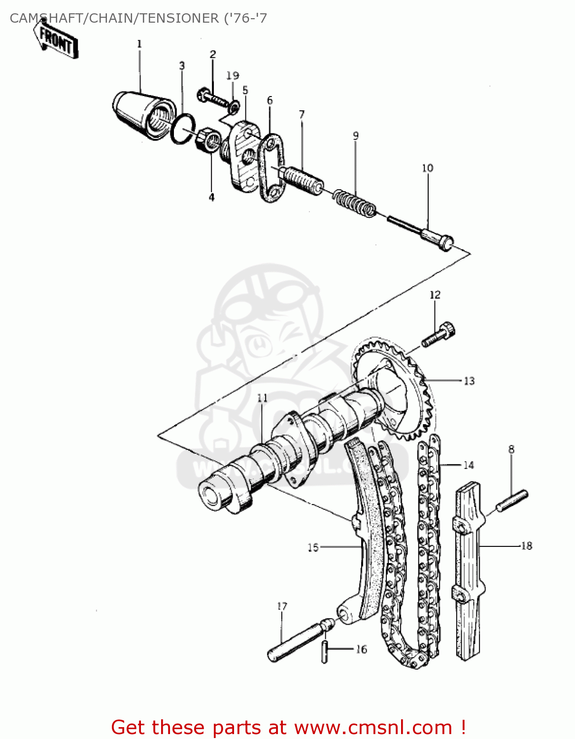 CAMSHAFT/CHAIN/TENSIONER ('76-'7 KZ400S2 SPECIAL 1976 USA CANADA