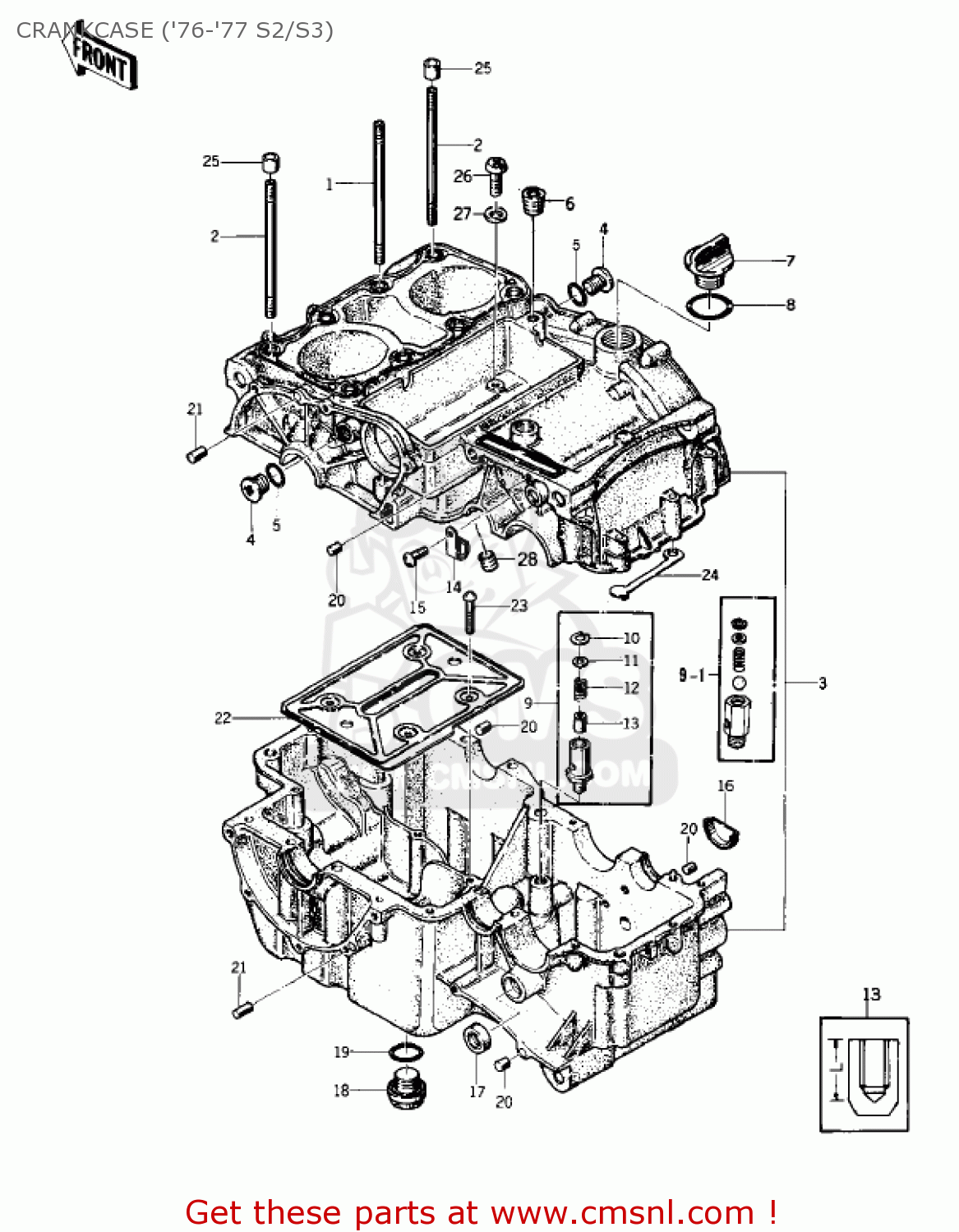 CRANKCASE ('76-'77 S2/S3) KZ400S2 SPECIAL 1976 USA CANADA