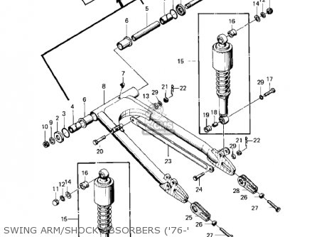 SWING ARM/SHOCK ABSORBERS ('76-' - KZ400S2 SPECIAL 1976 USA CANADA