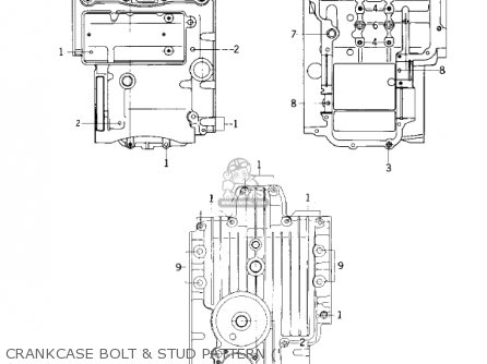 CRANKCASE BOLT & STUD PATTERN (' - KZ400S2 SPECIAL 1976 USA CANADA