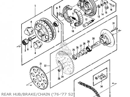 REAR HUB/BRAKE/CHAIN ('76-'77 S2 - KZ400S2 SPECIAL 1976 USA CANADA