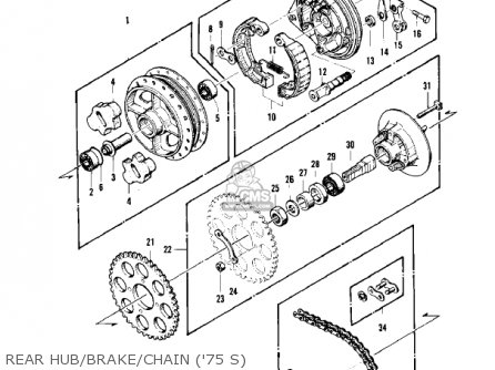REAR HUB/BRAKE/CHAIN ('75 S) - KZ400S2 SPECIAL 1976 USA CANADA