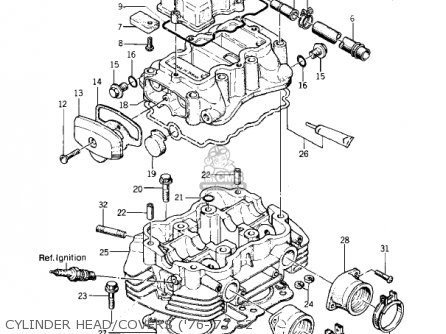 CYLINDER HEAD/COVERS ('76-'77 S2 - KZ400S2 SPECIAL 1976 USA CANADA