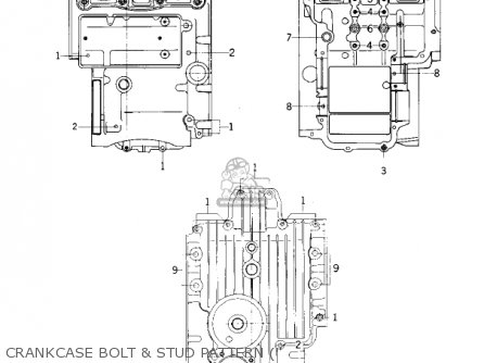 CRANKCASE BOLT & STUD PATTERN (' - KZ400S2 SPECIAL 1976 USA CANADA