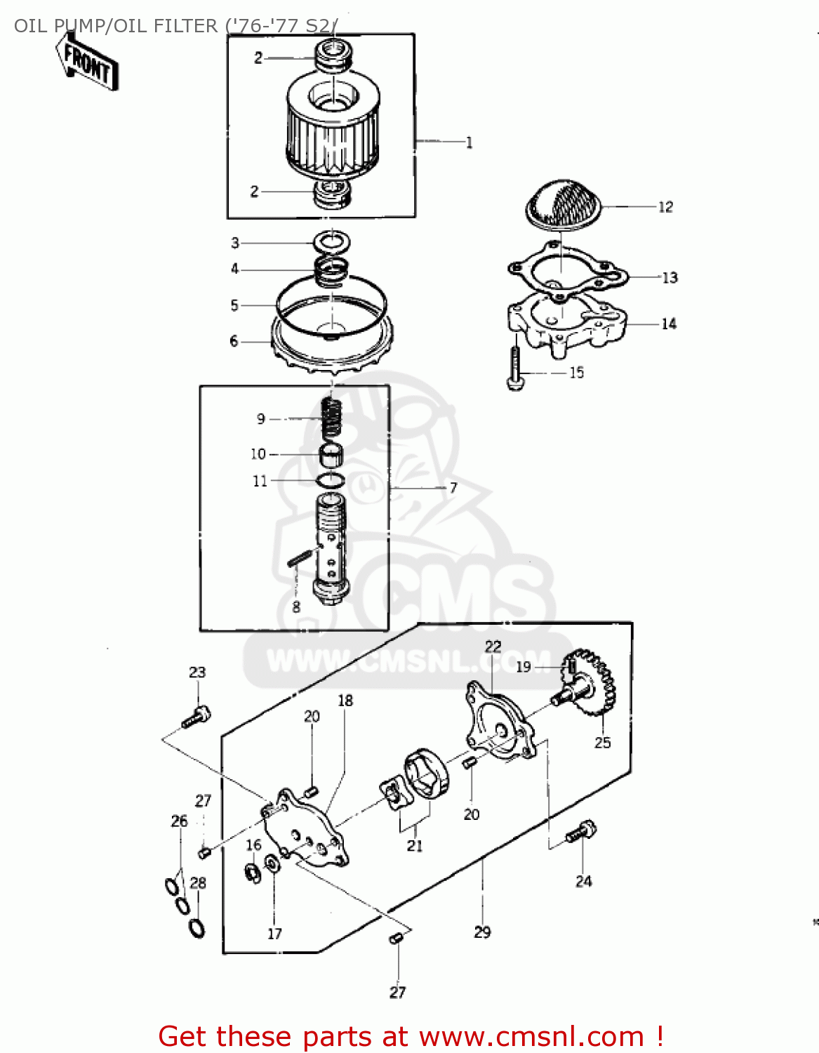 OIL PUMP/OIL FILTER ('76-'77 S2/ KZ400S3 SPECIAL 1977 USA CANADA