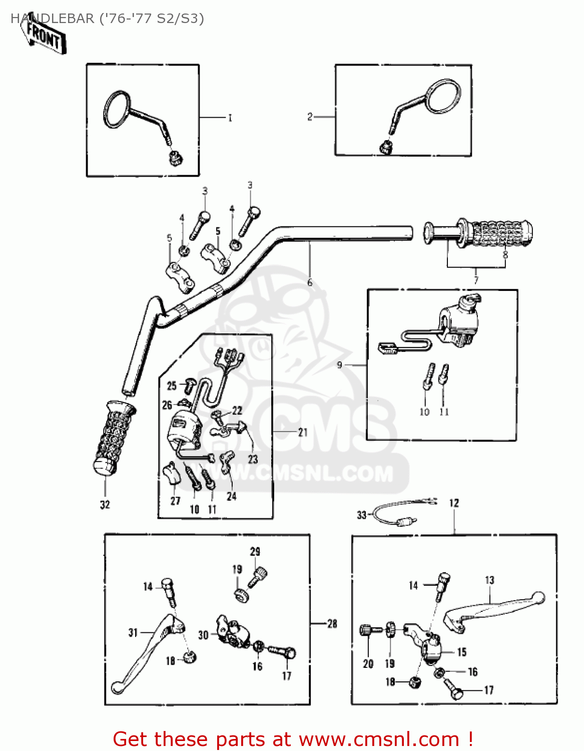 HANDLEBAR ('76-'77 S2/S3) KZ400S3 SPECIAL 1977 USA CANADA