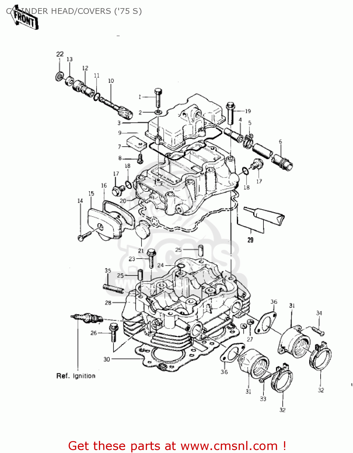 CYLINDER HEAD/COVERS ('75 S) KZ400S3 SPECIAL 1977 USA CANADA