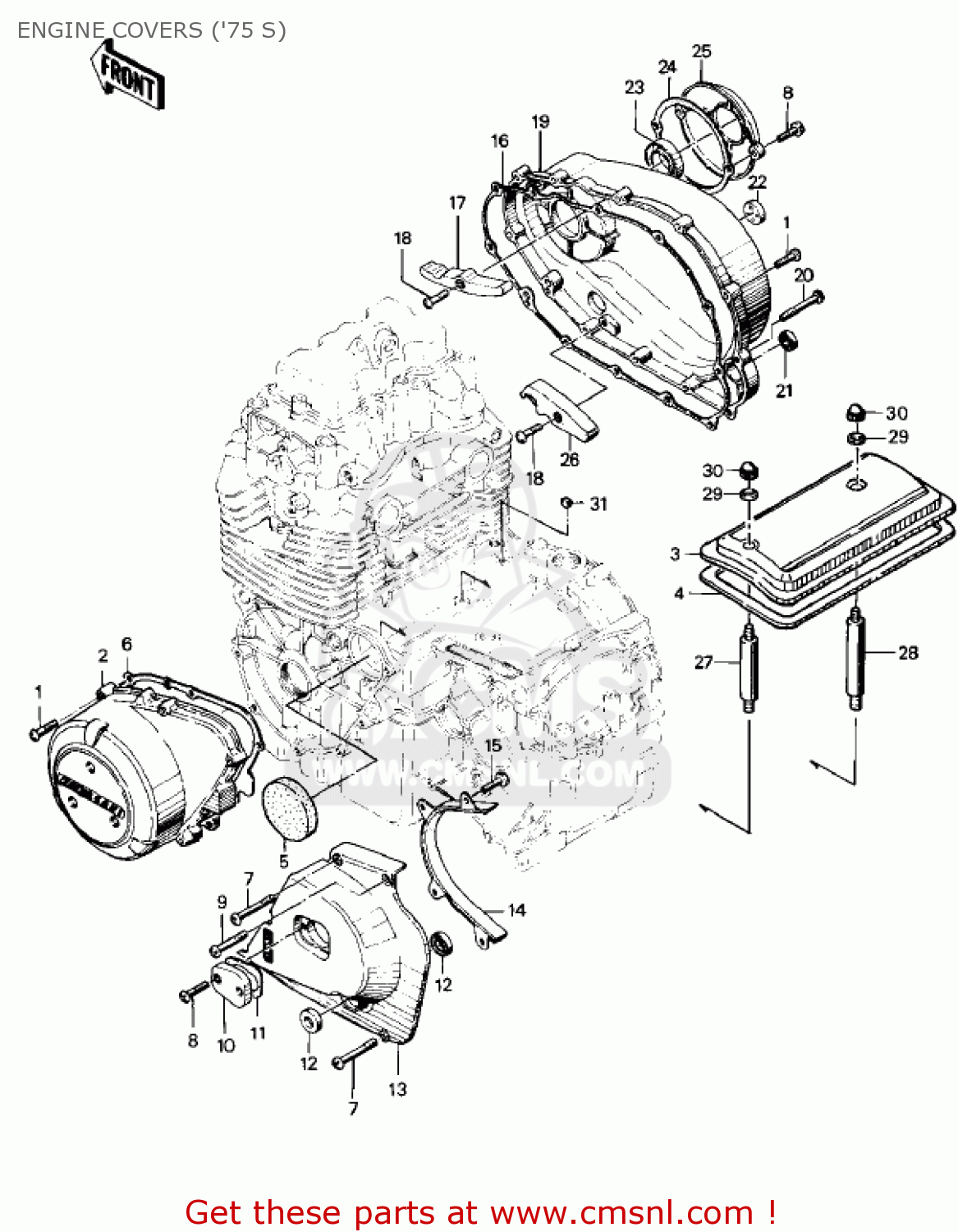ENGINE COVERS ('75 S) KZ400S3 SPECIAL 1977 USA CANADA