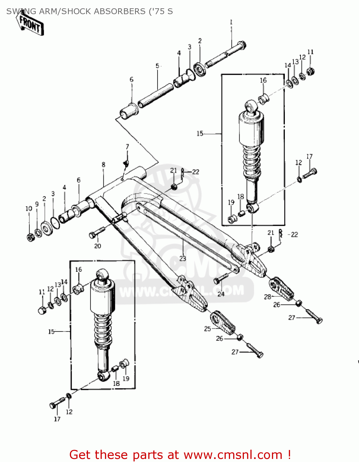 SWING ARM/SHOCK ABSORBERS ('75 S KZ400S3 SPECIAL 1977 USA CANADA