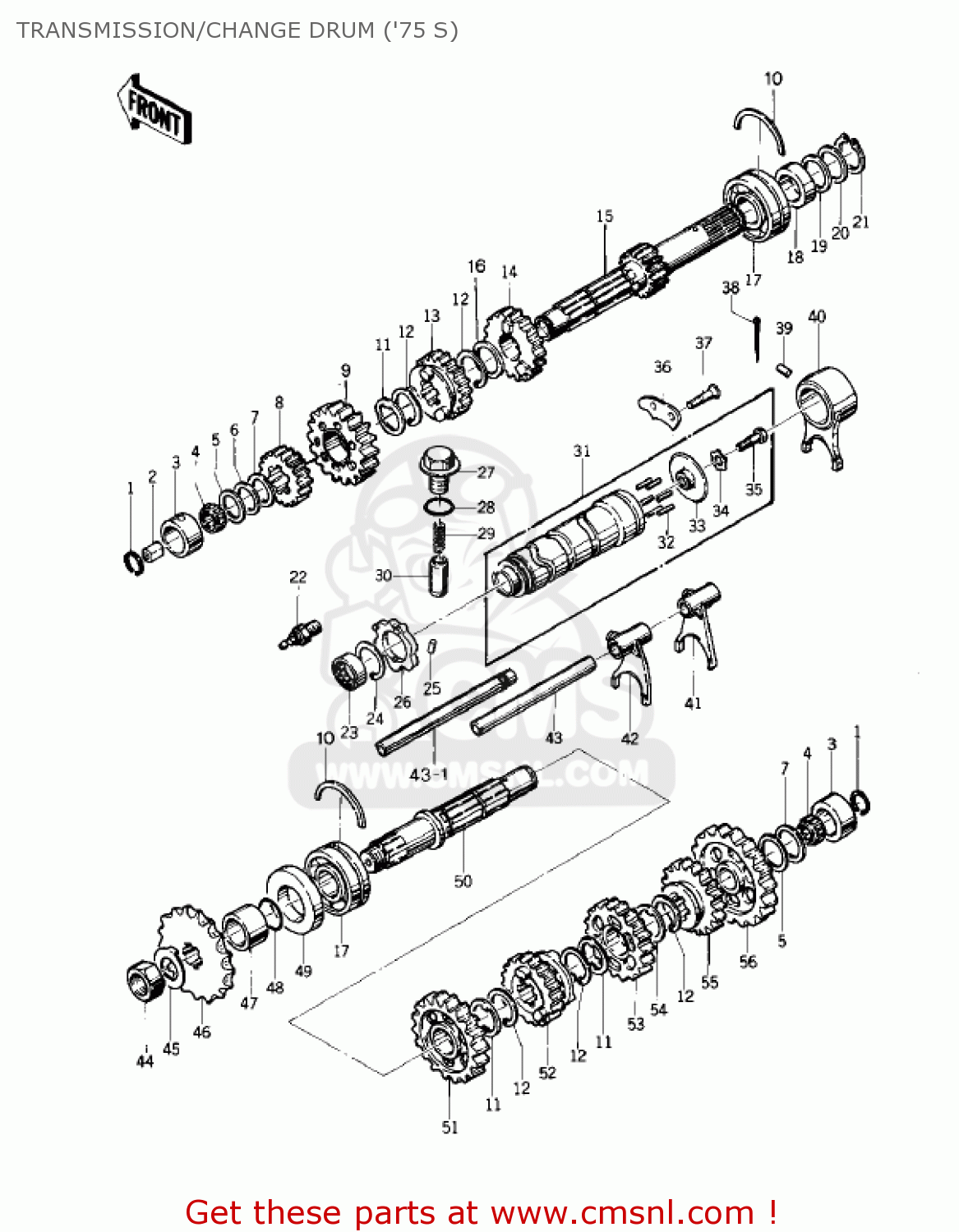 TRANSMISSION/CHANGE DRUM ('75 S) KZ400S3 SPECIAL 1977 USA CANADA