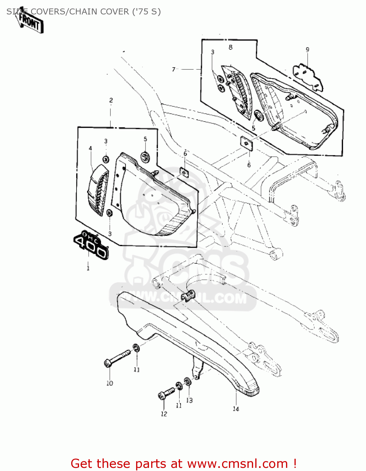 SIDE COVERS/CHAIN COVER ('75 S) KZ400S3 SPECIAL 1977 USA CANADA