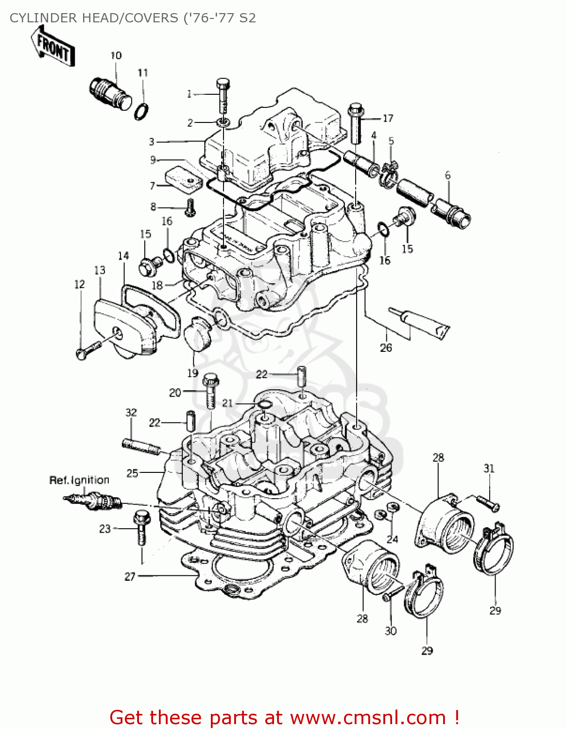 CYLINDER HEAD/COVERS ('76-'77 S2 KZ400S3 SPECIAL 1977 USA CANADA