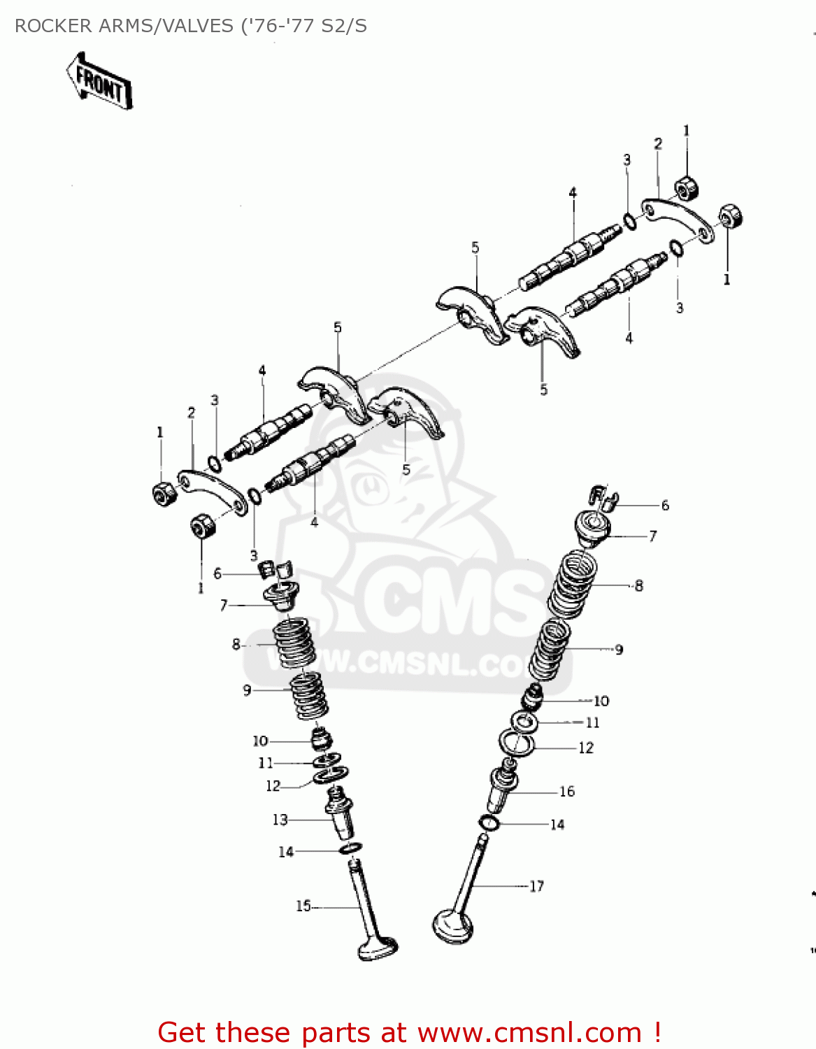 ROCKER ARMS/VALVES ('76-'77 S2/S KZ400S3 SPECIAL 1977 USA CANADA