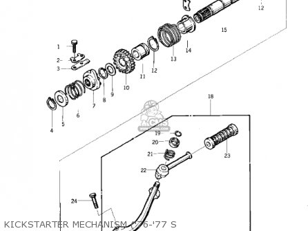 KICKSTARTER MECHANISM ('76-'77 S - KZ400S3 SPECIAL 1977 USA CANADA
