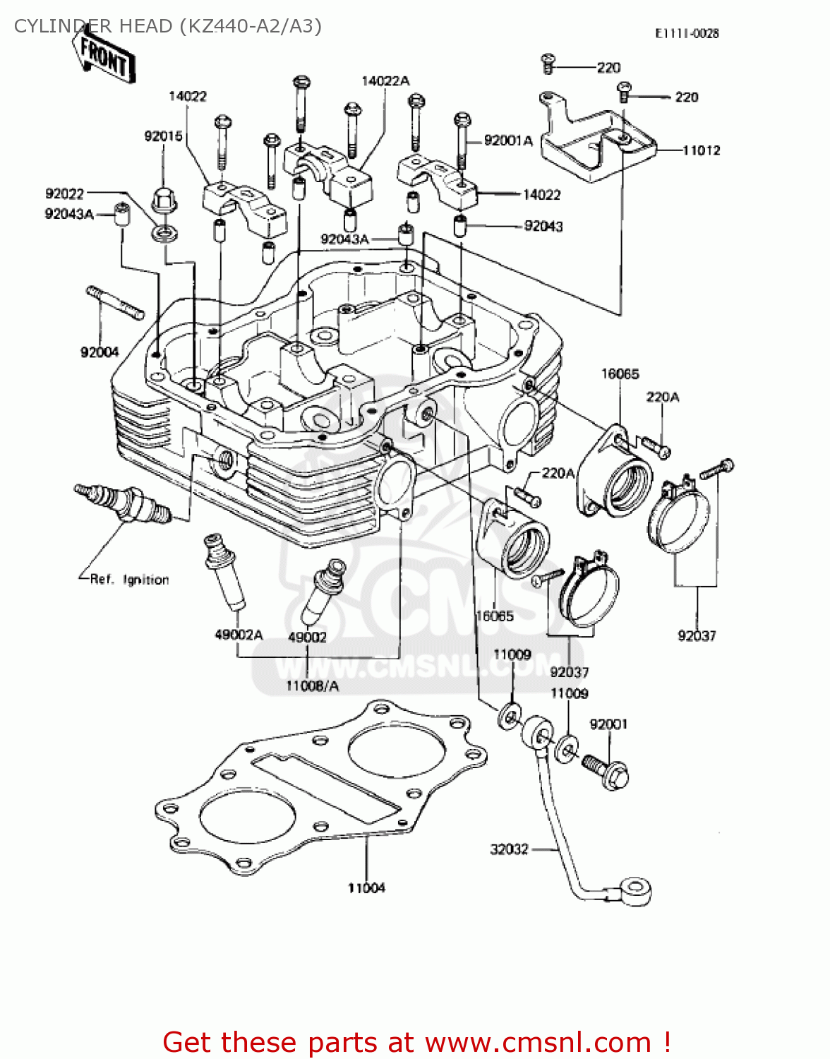 CYLINDER HEAD (KZ440-A2/A3) KZ440A1 LTD 1980 USA CANADA