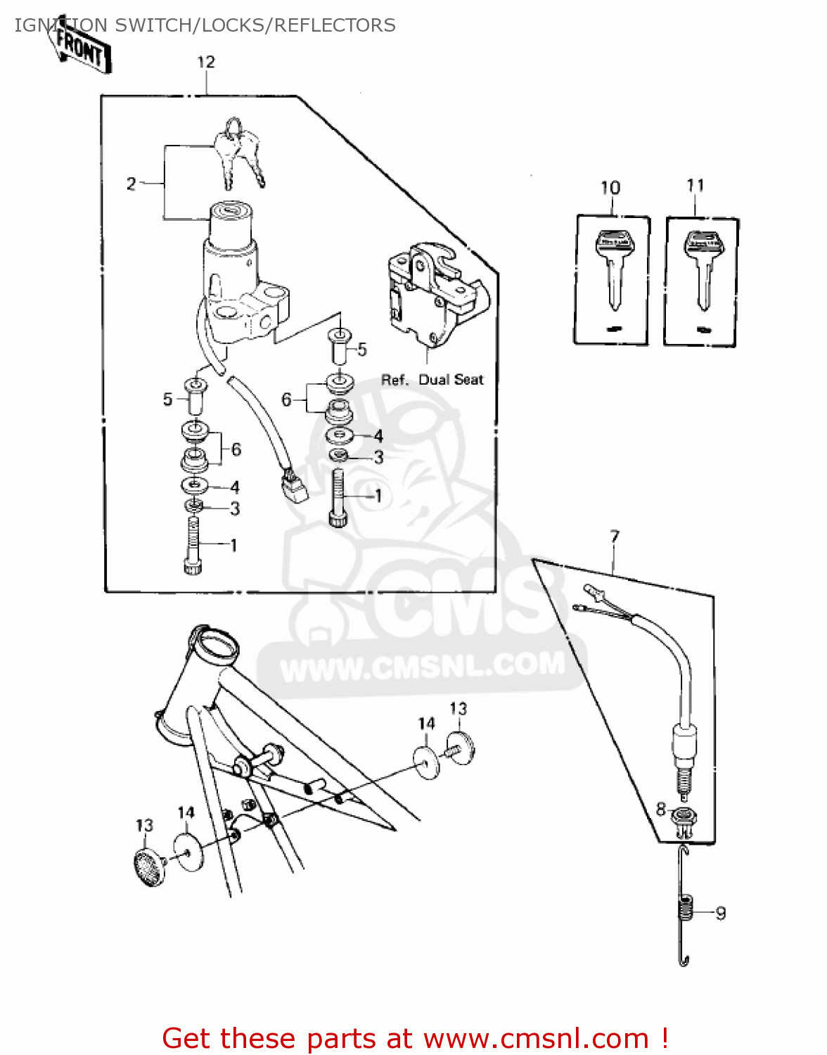 IGNITION SWITCH/LOCKS/REFLECTORS KZ440A1 LTD 1980 USA CANADA