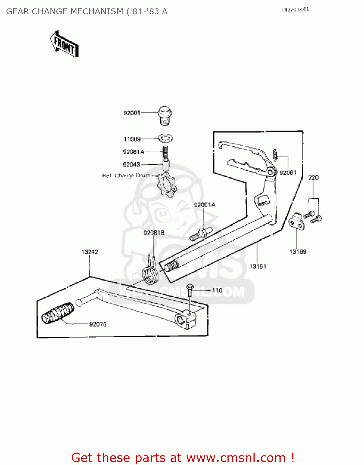 GEAR CHANGE MECHANISM ('81-'83 A KZ440A1 LTD 1980 USA CANADA