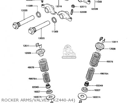 ROCKER ARMS/VALVES (KZ440-A4) - KZ440A1 LTD 1980 USA CANADA
